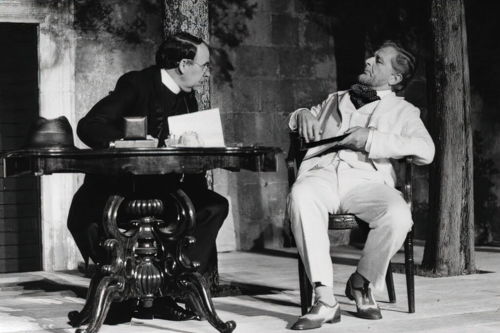 Miladin Krišković (dum Marin) i Miše Martinović (Gospar Lukša), Ivo Vojnović, <em>Na taraci</em>, Dubrovačke ljetne igre