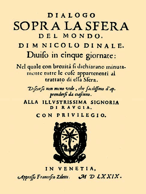 Nikola Nalješković, <em>Razgovori o nebeskoj sferi</em> (<em>Dialogo sopra la sfera del mondo</em>), Venecija, 1579.